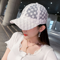 Damskie koronkowe małe kwiatowe czapki baseballowe oddychające siatkowe kapelusz w kwiaty Gorras kapelusz na lato Snapback Casquette czapka z daszkiem 1